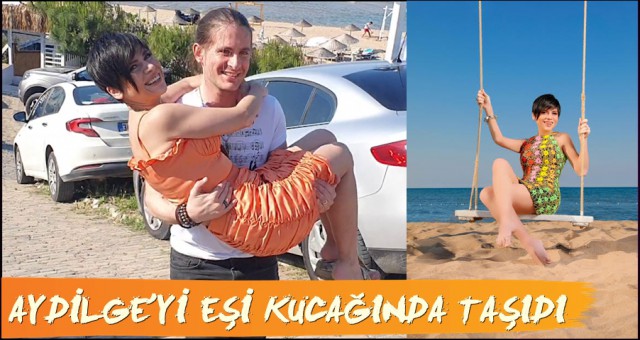 KLİP SETİNDE YORULAN AYDİLGE'Yİ EŞİ KUCAĞINDA TAŞIDI